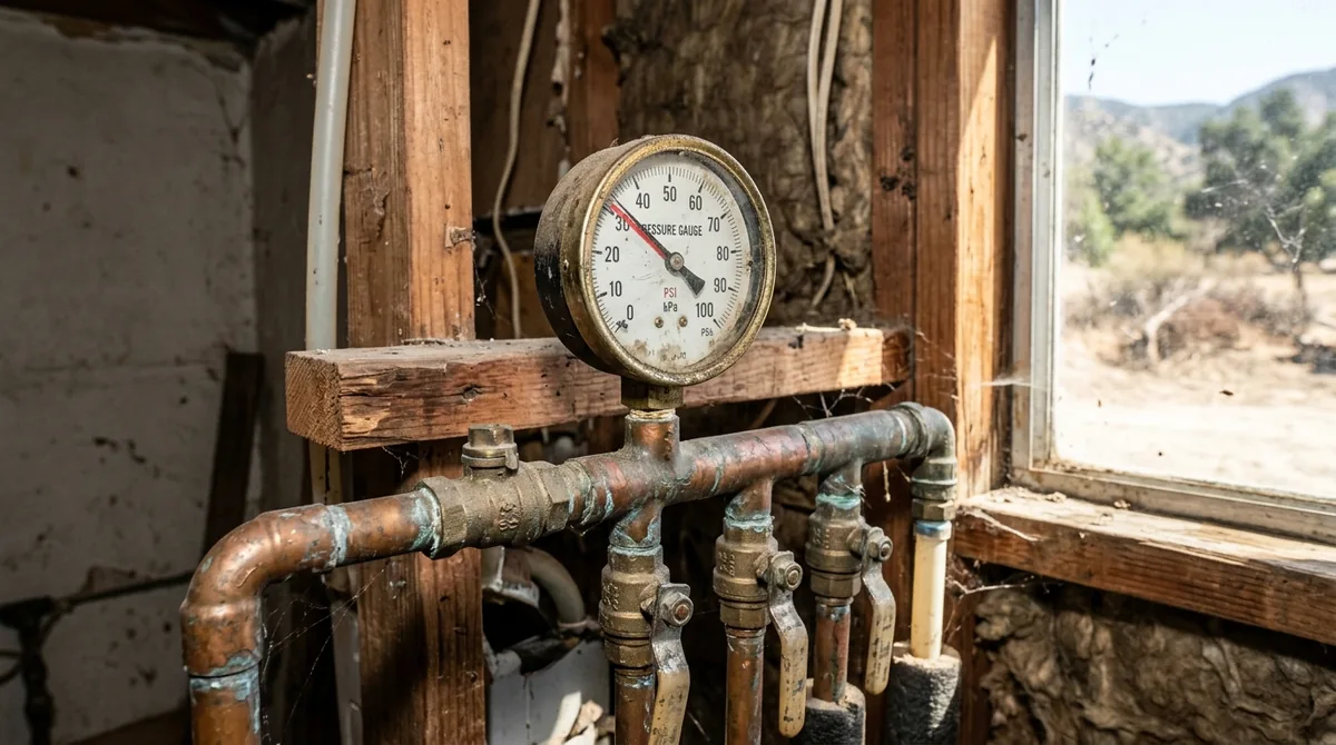 A pressure test gauge on a manifold reading a drop - Leak Detection in Mentone